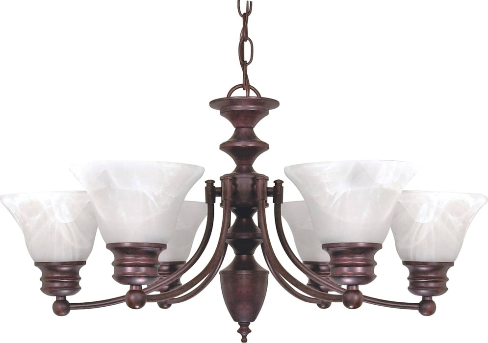 Chandelier Nuvo 60-358 Empire - 6 Light - 26 in. - Chandelier with Alabaster Glass Bell Shades - Old Bronze Finish Nuvo