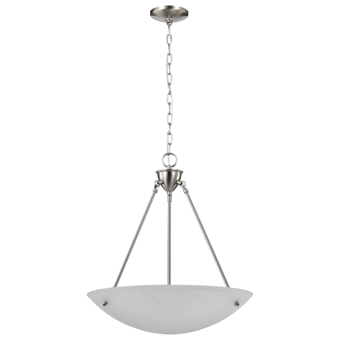 Pendant Nuvo 60-370 3 Light - 23 in. - Pendant - Alabaster Glass Bowl - Brushed Nickel Finish Nuvo