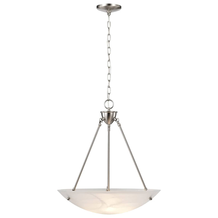 Pendant Nuvo 60-370 3 Light - 23 in. - Pendant - Alabaster Glass Bowl - Brushed Nickel Finish Nuvo