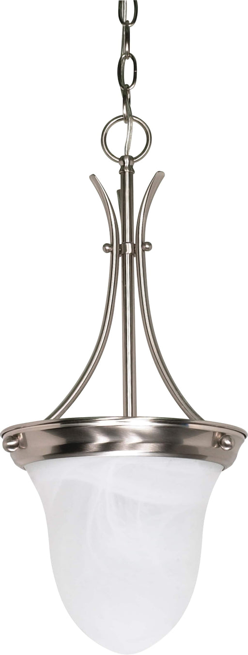 Pendant Nuvo 60-394 1 Light - 10 in. - Pendant - Alabaster Glass Bell - Brushed Nickel Finish Nuvo