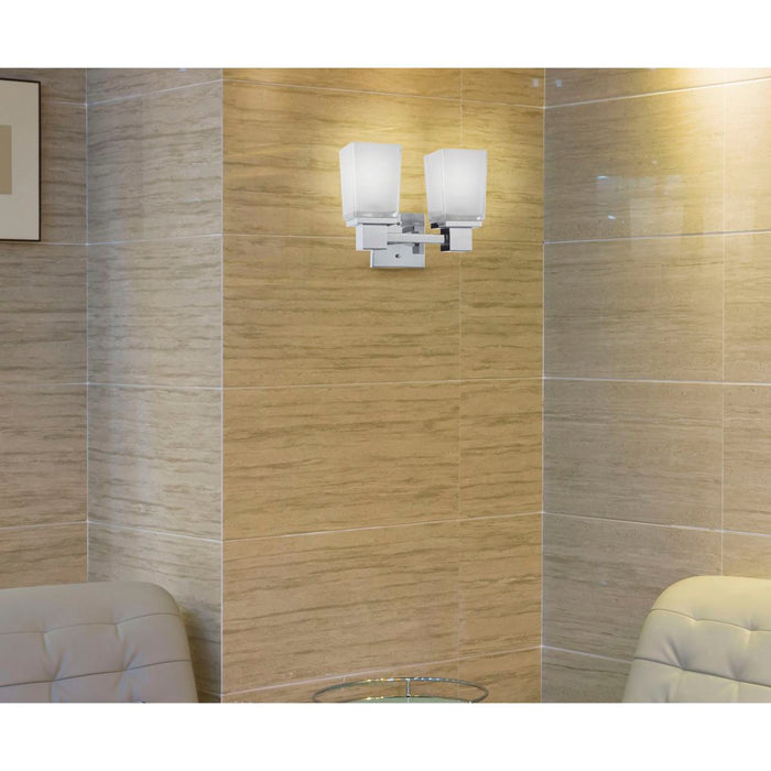 Vanity Nuvo 60-4002 Parker - 2 Light - Vanity Fixture with Sandstone Etched Glass - Polished Chrome Finish Nuvo