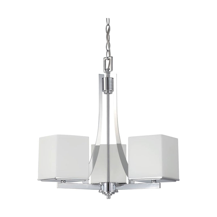 Chandelier Nuvo 60-4085 Bento - 3 Light - Chandelier with Satin White Glass - Polished Chrome Finish Nuvo
