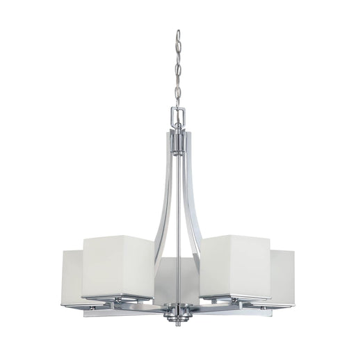 Chandelier Nuvo 60-4086 Bento - 5 Light - Chandelier with Satin White Glass - Polished Chrome Finish Nuvo