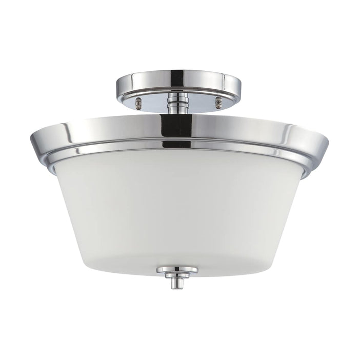 Semi Flush Nuvo 60-4087 Bento - 3 Light - Semi-Flush Fixture with Satin White Glass - Polished Chrome Finish Nuvo