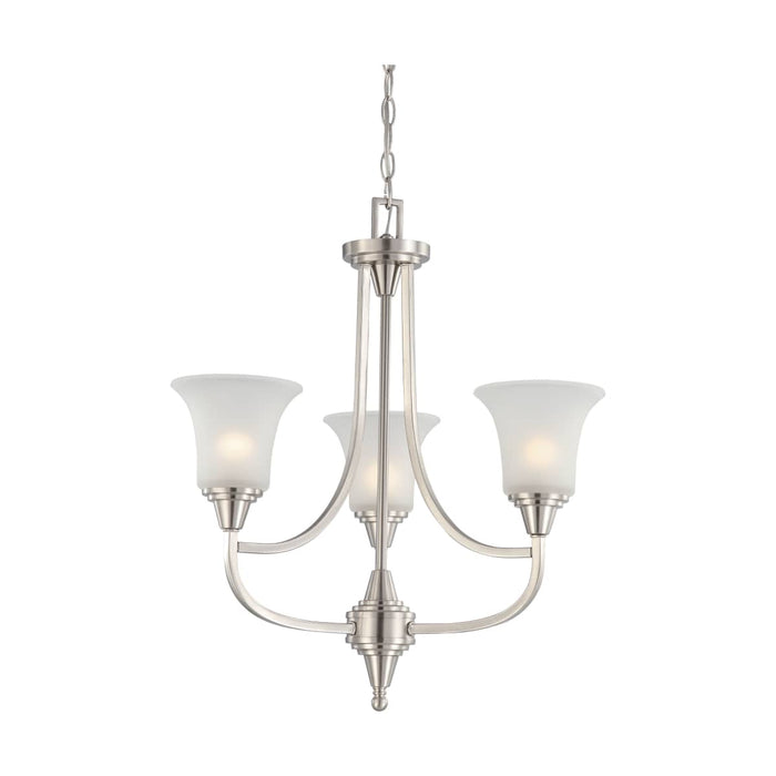 Chandelier Nuvo 60-4145 Surrey - 3 Light - Chandelier with Frosted Glass - Brushed Nickel Finish Nuvo