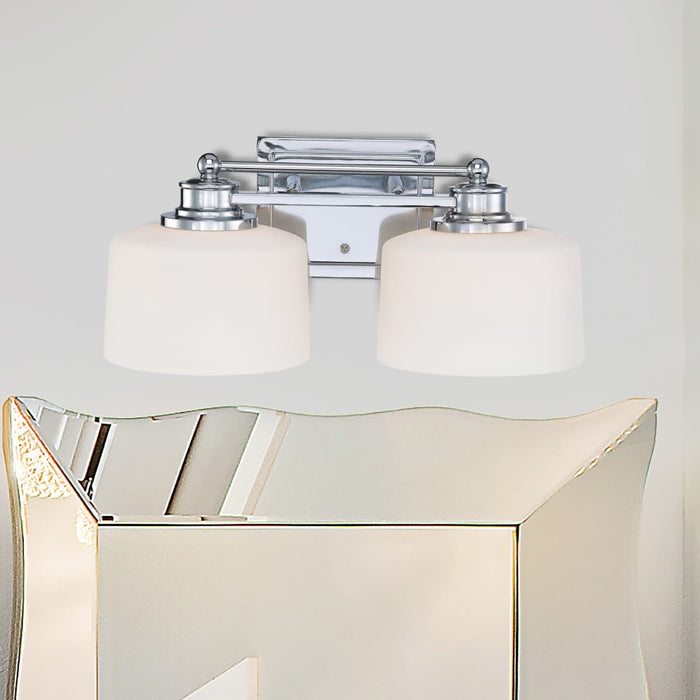 Vanity Nuvo 60-4582 Soho - 2 Light - Vanity Fixture with Satin White Glass - Polished Chrome Finish Nuvo