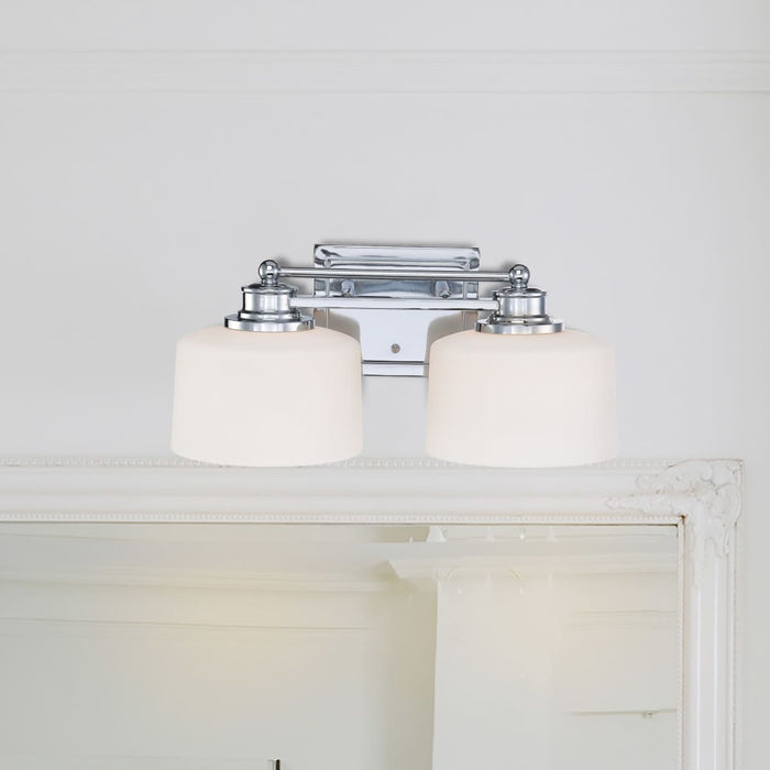 Vanity Nuvo 60-4582 Soho - 2 Light - Vanity Fixture with Satin White Glass - Polished Chrome Finish Nuvo