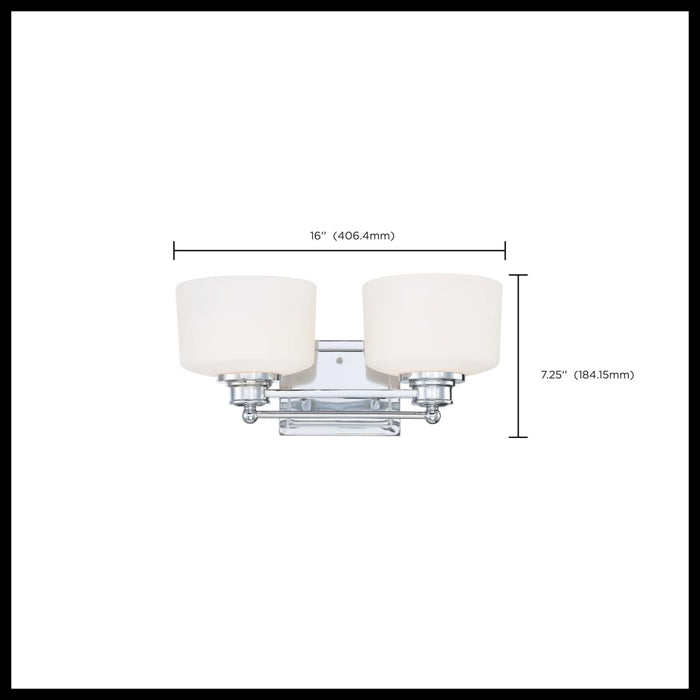 Vanity Nuvo 60-4582 Soho - 2 Light - Vanity Fixture with Satin White Glass - Polished Chrome Finish Nuvo