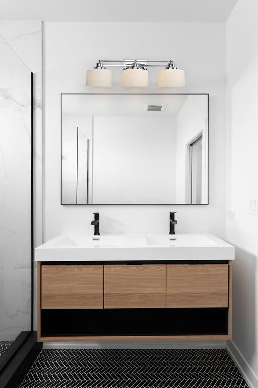 Vanity Nuvo 60-4583 Soho - 3 Light - Vanity Fixture with Satin White Glass - Polished Chrome Finish Nuvo