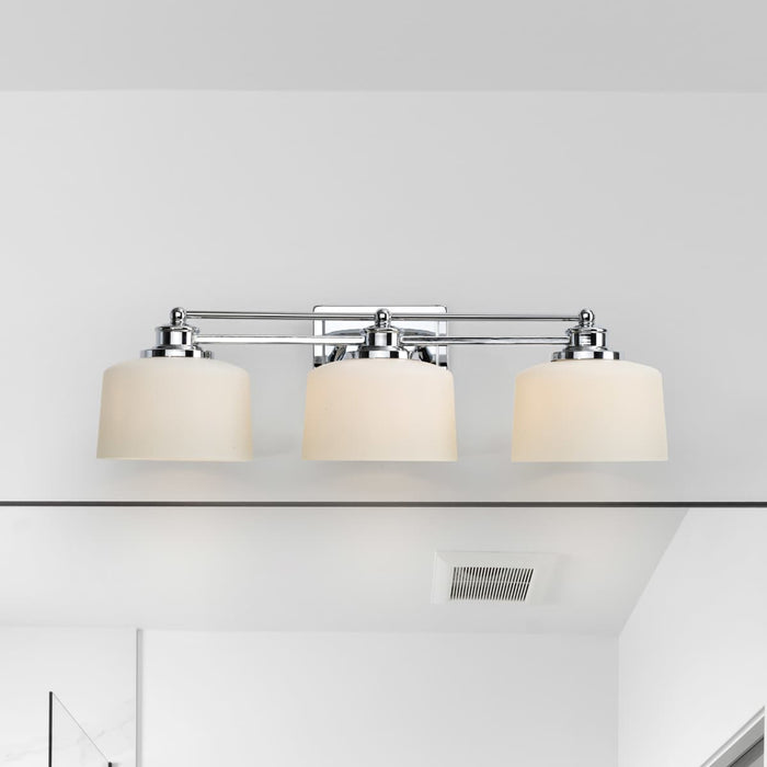 Vanity Nuvo 60-4583 Soho - 3 Light - Vanity Fixture with Satin White Glass - Polished Chrome Finish Nuvo