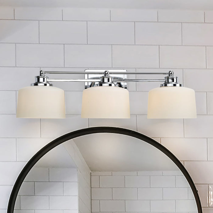 Vanity Nuvo 60-4583 Soho - 3 Light - Vanity Fixture with Satin White Glass - Polished Chrome Finish Nuvo