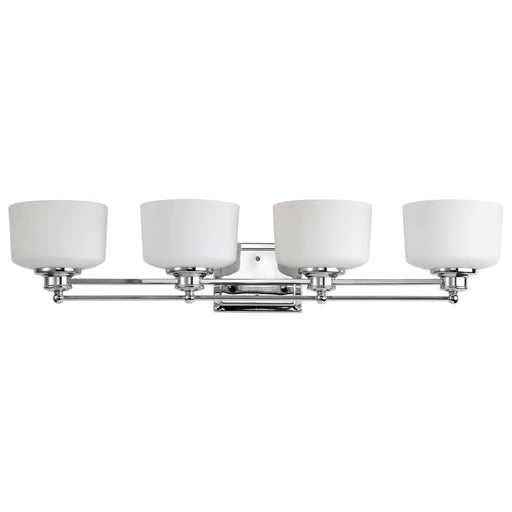 Vanity Nuvo 60-4584 Soho - 4 Light - Vanity Fixture with Satin White Glass - Polished Chrome Finish Nuvo