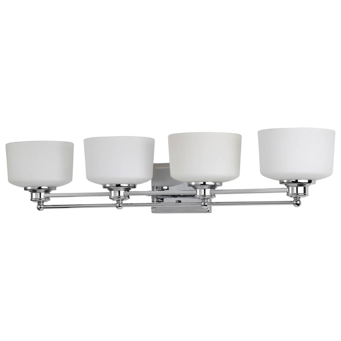 Vanity Nuvo 60-4584 Soho - 4 Light - Vanity Fixture with Satin White Glass - Polished Chrome Finish Nuvo