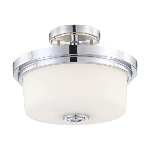 Semi Flush Nuvo 60-4593 Soho - 2 Light - Semi-Flush Fixture with Satin White Glass - Polished Chrome Finish Nuvo