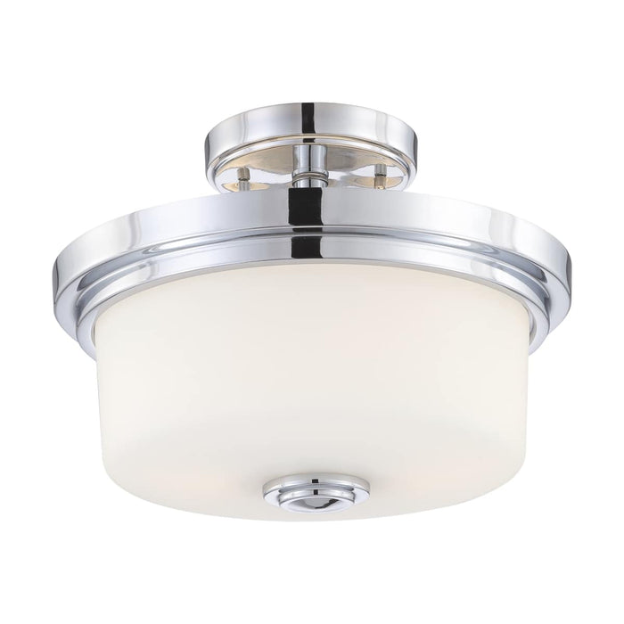 Semi Flush Nuvo 60-4593 Soho - 2 Light - Semi-Flush Fixture with Satin White Glass - Polished Chrome Finish Nuvo