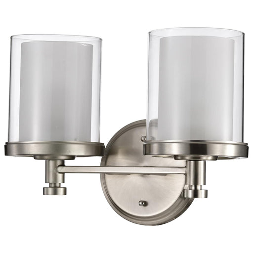 Vanity Nuvo 60-4642 Decker - 2 Light - Vanity Fixture with Clear and Frosted Glass - Brushed Nickel Finish Nuvo