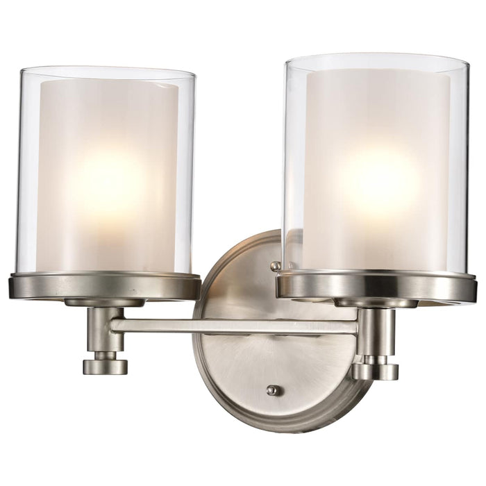 Vanity Nuvo 60-4642 Decker - 2 Light - Vanity Fixture with Clear and Frosted Glass - Brushed Nickel Finish Nuvo