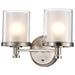 Vanity Nuvo 60-4642 Decker - 2 Light - Vanity Fixture with Clear and Frosted Glass - Brushed Nickel Finish Nuvo