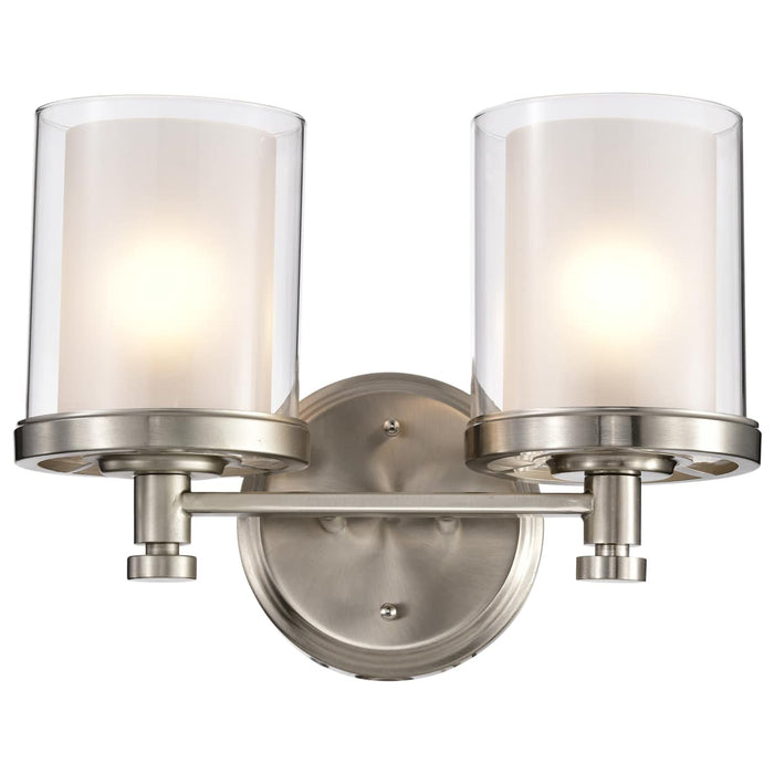 Vanity Nuvo 60-4642 Decker - 2 Light - Vanity Fixture with Clear and Frosted Glass - Brushed Nickel Finish Nuvo