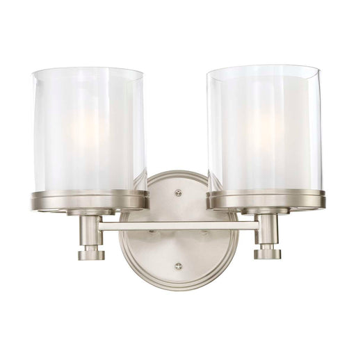 Vanity Nuvo 60-4642 Decker - 2 Light - Vanity Fixture with Clear and Frosted Glass - Brushed Nickel Finish Nuvo