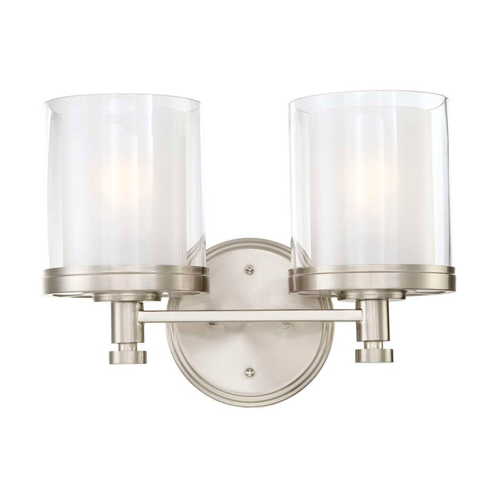 Vanity Nuvo 60-4642 Decker - 2 Light - Vanity Fixture with Clear and Frosted Glass - Brushed Nickel Finish Nuvo