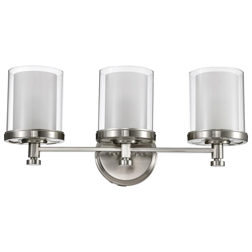Vanity Nuvo 60-4643 Decker - 3 Light - Vanity Fixture with Clear and Frosted Glass - Brushed Nickel Finish Nuvo