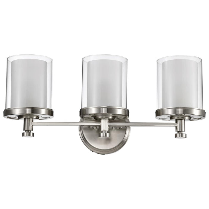 Vanity Nuvo 60-4643 Decker - 3 Light - Vanity Fixture with Clear and Frosted Glass - Brushed Nickel Finish Nuvo