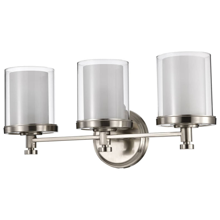 Vanity Nuvo 60-4643 Decker - 3 Light - Vanity Fixture with Clear and Frosted Glass - Brushed Nickel Finish Nuvo