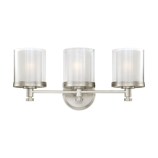 Vanity Nuvo 60-4643 Decker - 3 Light - Vanity Fixture with Clear and Frosted Glass - Brushed Nickel Finish Nuvo