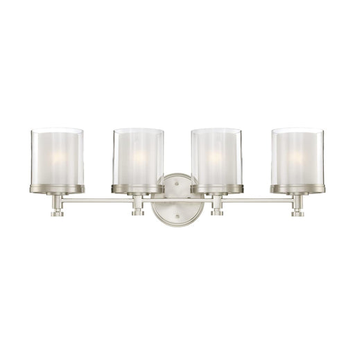 Vanity Nuvo 60-4644 Decker - 4 Light - Vanity Fixture with Clear and Frosted Glass - Brushed Nickel Finish Nuvo