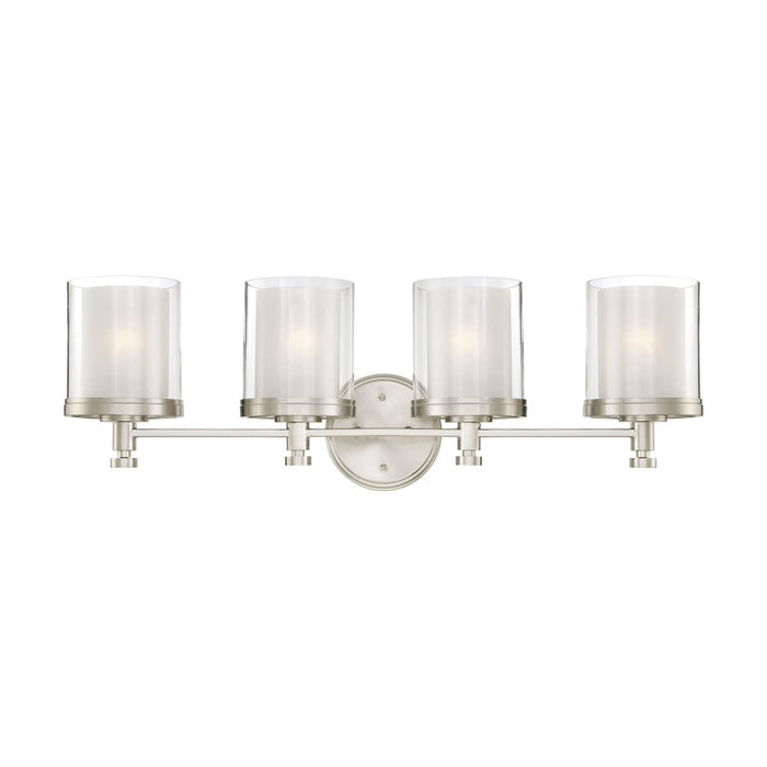 Vanity Nuvo 60-4644 Decker - 4 Light - Vanity Fixture with Clear and Frosted Glass - Brushed Nickel Finish Nuvo