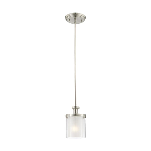 Mini Pendant Nuvo 60-4648 Decker - 1 Light - Mini Pendant with Clear and Frosted Glass - Brushed Nickel Finish Nuvo