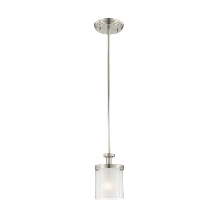 Mini Pendant Nuvo 60-4648 Decker - 1 Light - Mini Pendant with Clear and Frosted Glass - Brushed Nickel Finish Nuvo