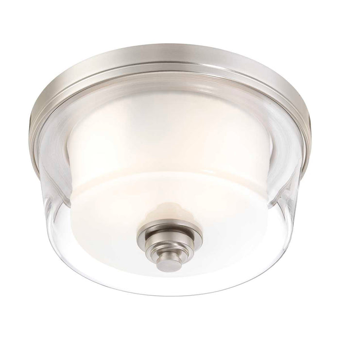 Flush Mount Nuvo 60-4651 Decker - 2 Light - Medium Flush Fixture with Clear and Frosted Glass - Brushed Nickel Finish Nuvo
