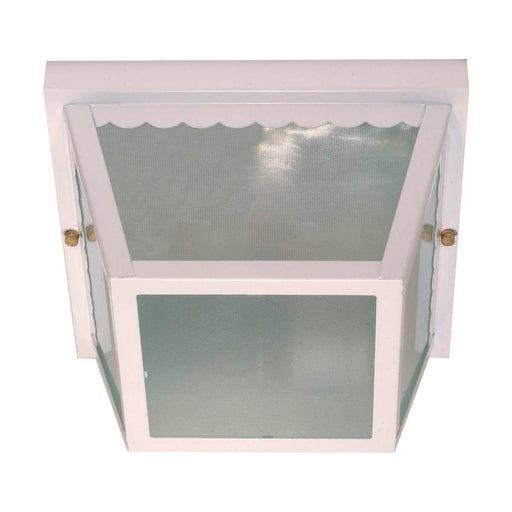 Flush Mount Nuvo 60-470 2 Light - 10 in. - Carport Flush Mount with Textured Frosted Glass - White Finish Nuvo