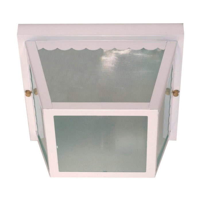 Flush Mount Nuvo 60-470 2 Light - 10 in. - Carport Flush Mount with Textured Frosted Glass - White Finish Nuvo