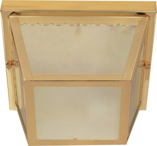 Flush Mount Nuvo 60-471 2 Light - 10 in. - Carport Flush Mount with Textured Frosted Glass - Polished Brass Finish Nuvo