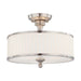 Semi Flush Nuvo 60-4737 Candice - 3 Light - Semi-Flush Fixture with Pleated White Shade - Brushed Nickel Finish Nuvo