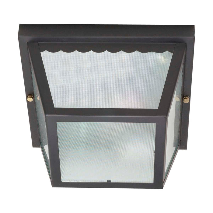 Flush Mount Nuvo 60-473 2 Light - 10 in. - Carport Flush Mount with Textured Frosted Glass - Black Finish Nuvo