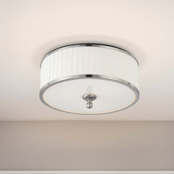 Flush Mount Nuvo 60-4741 Candice - 3 Light - Flush Dome Fixture with Pleated White Shade - Brushed Nickel Finish Nuvo