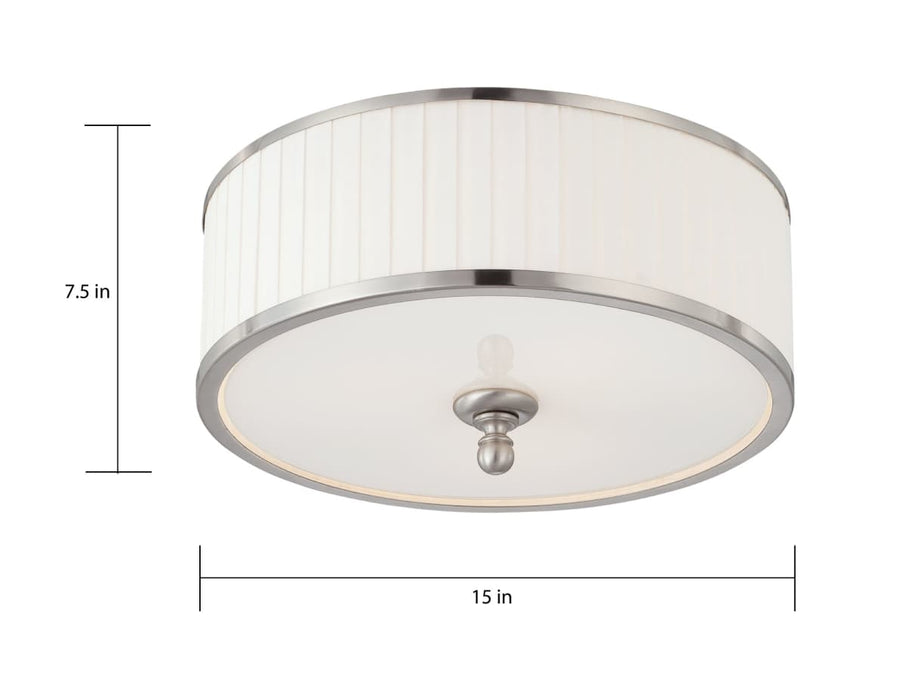 Flush Mount Nuvo 60-4741 Candice - 3 Light - Flush Dome Fixture with Pleated White Shade - Brushed Nickel Finish Nuvo