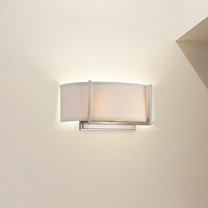 Sconce Nuvo 60-4754 Gemini - 2 Light - Wall Sconce with Slate Gray Fabric Shade - Brushed Nickel Finish Nuvo
