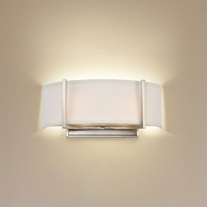 Sconce Nuvo 60-4754 Gemini - 2 Light - Wall Sconce with Slate Gray Fabric Shade - Brushed Nickel Finish Nuvo