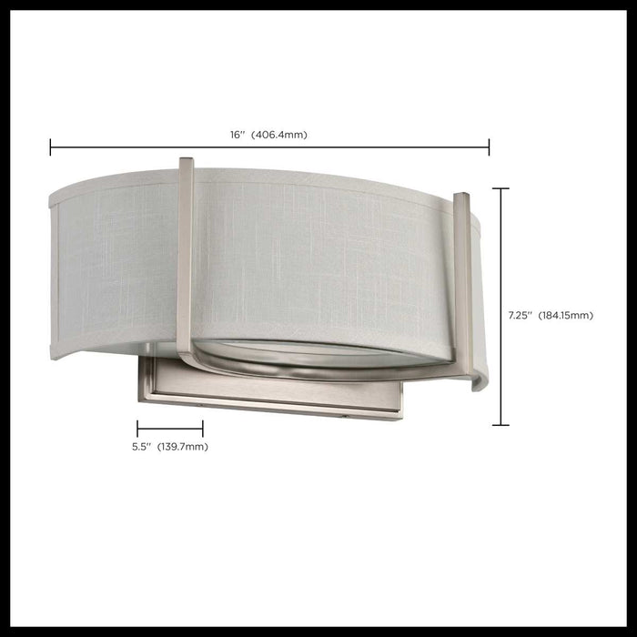 Sconce Nuvo 60-4754 Gemini - 2 Light - Wall Sconce with Slate Gray Fabric Shade - Brushed Nickel Finish Nuvo