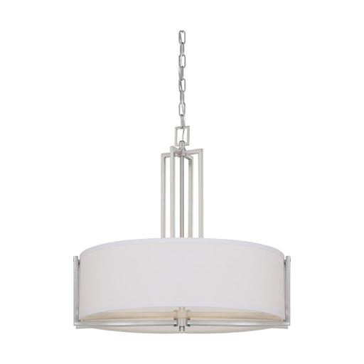 Pendant Nuvo 60-4756 Gemini - 4 Light - Pendant with Slate Gray Fabric Shade - Brushed Nickel Finish Nuvo