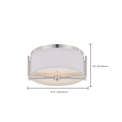 Flush Mount Nuvo 60-4761 Gemini - 2 Light - Flush Dome Fixture with Slate Gray Fabric Shade - Brushed Nickel Finish Nuvo