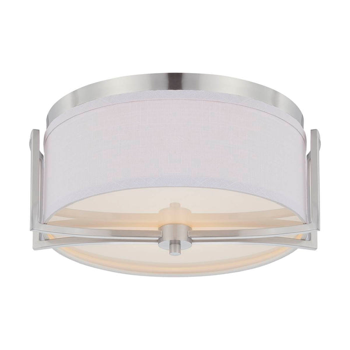 Flush Mount Nuvo 60-4761 Gemini - 2 Light - Flush Dome Fixture with Slate Gray Fabric Shade - Brushed Nickel Finish Nuvo