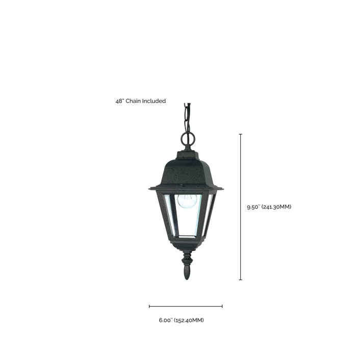 Hanging Lantern Nuvo 60-489 Briton - 1 Light - 10 in. - Hanging Lantern with Clear Glass - Textured Black Finish Nuvo