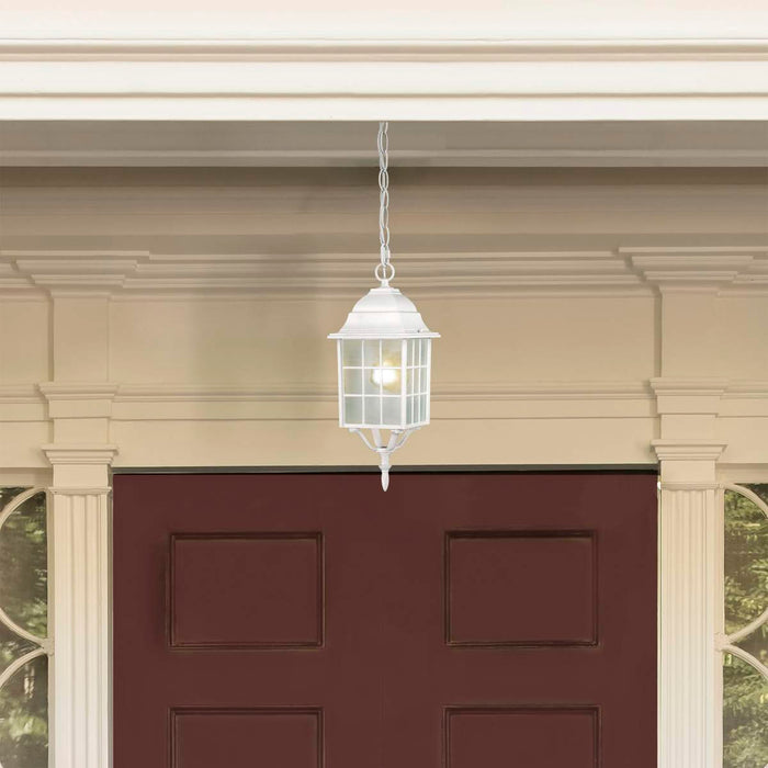 Hanging Lantern Nuvo 60-4911 Adams - 1 Light - 16 in. - Outdoor Hanging with Frosted Glass - White Finish Nuvo