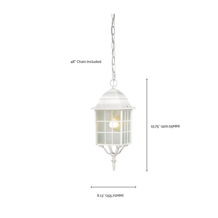 Hanging Lantern Nuvo 60-4911 Adams - 1 Light - 16 in. - Outdoor Hanging with Frosted Glass - White Finish Nuvo